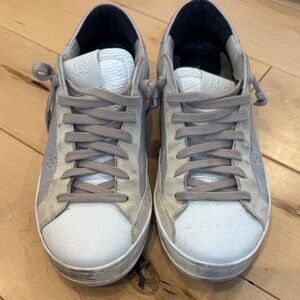 P448 Low-Top Sneakers in White and Light Gray Suede